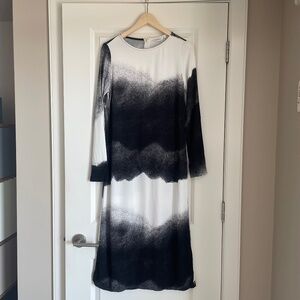 Marimekko Kallioinen Pilvi Black and White Long Sleeve Dress Size 34 (XS/S) EUC